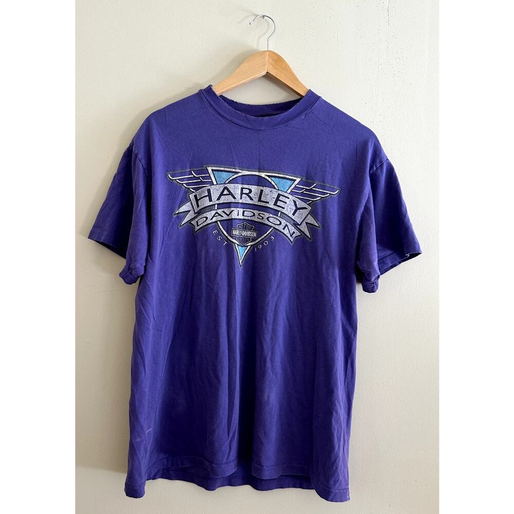 Vintage Purple Distressed Harley Davidson Albuquerque New Mexico T-shirt Large
